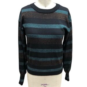 Nine West Striped Lamé Sparkly Sweater